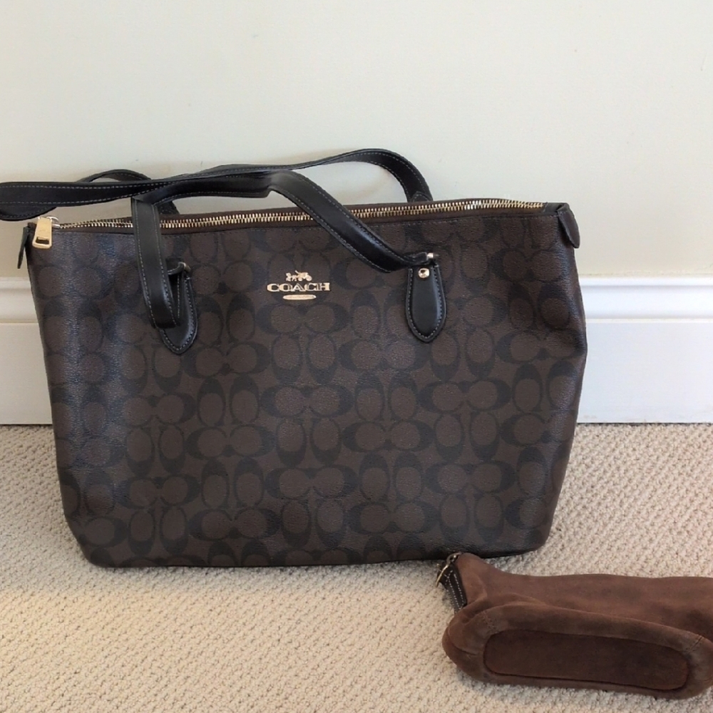 Coach Dark Brown Signature Tote